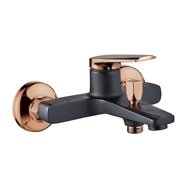 خلاط حمام ودش ميلانو دولسي من دانوب هوم، لون ذهبي وردي + أسود مطفي مع طقم دش - صنع في الصين