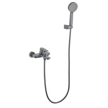 Danube Home Milano Calli Wall Mounted Bath Shower Mixer Set Matt Gray, Brass Shower Mixer, Bath Room Fixture Hot &amp; Cold Bathtub Faucet Shower Tap For Bathroom Toilet Washroom - Grey