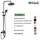 Milano Danube Home Sam Rain Shower Complete Set Round Shape, Brass Shower Column Head Complete Set Rain Shower With Single Handle Faucet, Handheld Shower And Slide L 75.5 x W 34 x H 72 cm Black