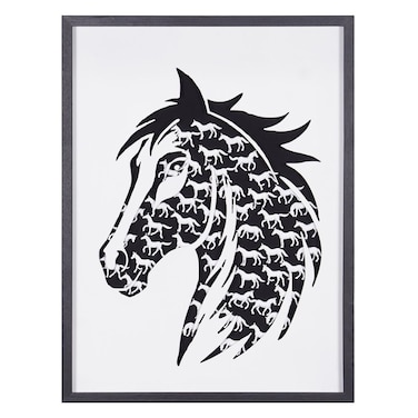 Danube Home Skia Glass &amp; PP Horse In Horse Shadow Boxes Wall Art - 60X80X50cm Abstract Wall Decor For Living Room, Bedroom &amp; Office Modern Home Decoration Decorative Home Accessories