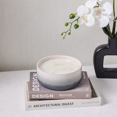 Danube Home Amara Ombre Glass Wax Candle Scented Decorative Candle In Elegant Gradient Jar For Home, Living Room, Bedroom, Spa, Gifting &amp; Aromatherapy Relaxation Grey 16.2X6.6cm