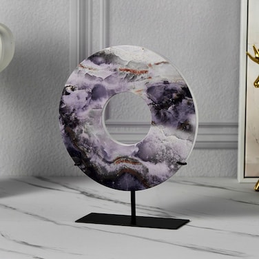 Danube Home Norwich Disc On Stand Decor - 22X7X27 cm Multi Color Wood &amp; Metal Figurine Trendy Room Accessories For Stylish Decor Unique Tabletop Accent Piece Decorative Home Accessories