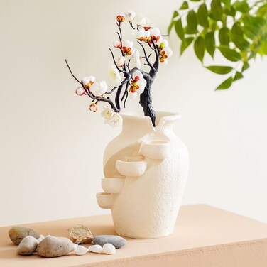 Danube Home Stalaca Modern Fountain With Yellow Light - 33X17X40cm Ivory Polyresin Indoor Water Feature Serene Home Decor Collection Decorative Home Accessories