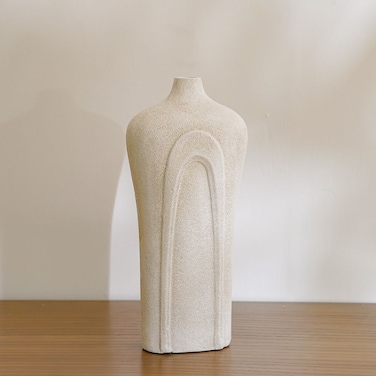 Danube Home Ava Polyresin Drop Sand Texture Vase - (16X10X35cm) Elegant Home Decor Collection Stylish White Flower Vase For Fresh Flowers Decoration Decorative Home Accessories