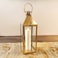 Danube Home Abeer Ss-Glass Conical Lantern Decorative Stainless Steel &amp; Glass Candle Lantern For Indoor &amp; Outdoor Use Home, Garden, Patio, Event Lighting Decor Gold 20X20X59cm