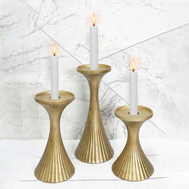 Danube Home EC-Nomad Candle Holder Set/3 Gold 9.5X14,9X18,10.5X23cm