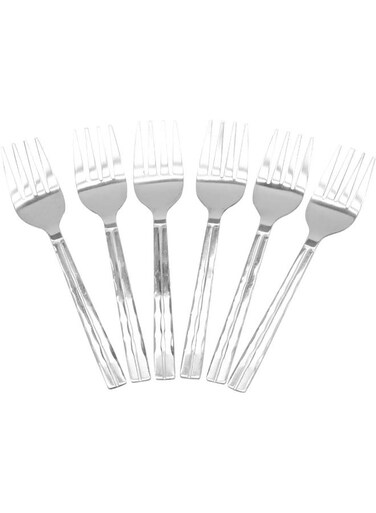 Symphoney Tea Fork 6 Pieces Set, 18.5 cm Silver