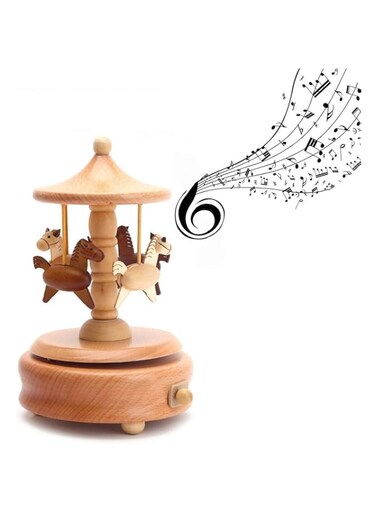 Music Box Wooden Musical Box Featuring Swivel carousel With Little Horses Best Gift Idea