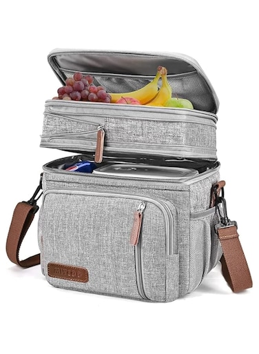 Genr Zternal Lunch Bag - Large Leakproof 15L Insulated Lunch Box, Lunch Cooler Waterproof Bag, Reusable Lunch Bag For Men Women (Grey)