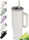 oz Handle Tumbler with Flip Straw - Insulated Travel Mug for Hot &amp; Cold Beverages