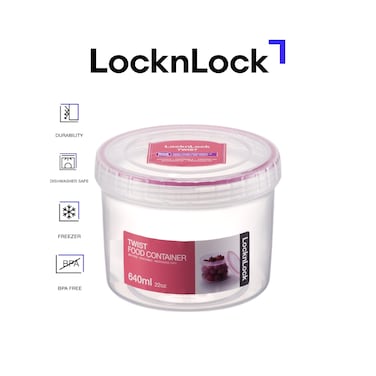 LocknLock Twist Round Container 640ml &ndash; BPA-Free, Airtight, Leakproof, Freezer &amp; Dishwasher Safe