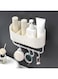 KASTWAVE Self-Adhesive Shower Caddy Bathroom Shower Organizer Accessories with Hook Up, No Drilling Home Shower Shelf for Inside Shower, Plastic Wall Basket for Kitchen Storage Rack (White)