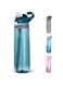 DEARART 750ml Dark Cyan Water Bottle With Straw, 100% Leakproof BPA FREE Hidden Nozzle, Flip Up Lid Clear Water Bottle With Handle, Wide Bottle Easy Clear, Suit Office Sports School Travel Gym Yoga