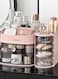 3 Tier Clear Makeup Organizer with Drawer, Cosmetic Storage for Dresser Countertop and Bathroom Vanity, Beauty Holder for Lipstick Brush Skincare(pink)