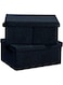 HOONEX Linen Foldable Storage Bins with lid, 2 Pack, Storage Boxes with Carrying Handles and Study Heavy Cardboard, 16.5" L x 11.8" W x 7.5" H for Toy, Shoes, Books, Clothes, Nursery, Black