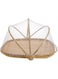 DemiawakingUK Bamboo Food Serving Trays Platters with Food Cover Mesh Tent Wicker Bread Basket Storage Hamper Breakfast Tray for Home Outdoor Picnic (Square)