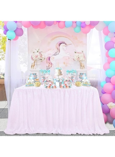 SoarDream White Iridescent Sequin Tablecloth 60x102 Inches Sparkle Table Cloth Cover for Wedding Birthday Party Dinner Cake Buffet Table Decoration