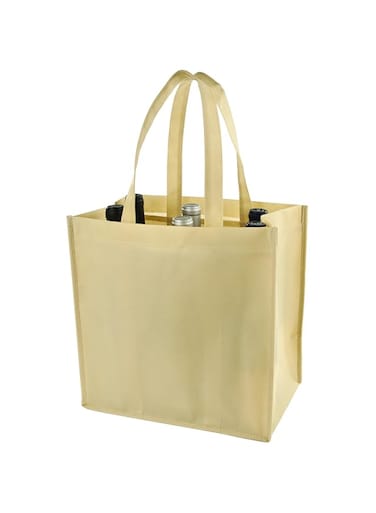 True Wine Tote Bag, 6 Bottle Wine Carrier, Wine Carrier Tote Bag with Dividers, Reusable Wine Bags, Wine Bottle Carrier Tote, Beige, Set of 1