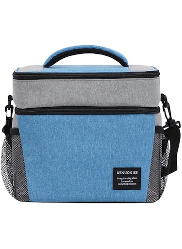 AUTOYSUR Insulated Lunch Bag for Women Men Double Deck Lunch Box, Reusable Leakproof Lunch Box Cooler Tote Bag for Work Picnic School or Travel, Double Compartment