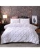 Linens White Pinch Pleated Pintuck Duvet Cover Set,Oversized Queen 200*230 100% Microfiber Soft and Breathable 3 Pieces Premium Comforter Cover Zipper Closure &amp; Corner Ties