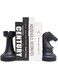 JSYS Chess Bookends, Universal Economy Decorative Bookends, Heavy Book Ends Supports for Books, 7x7x4 inches, Black,1Pair/2Piece (Chess Piece Bookends)