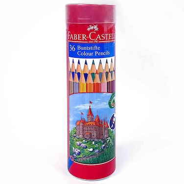 Faber-Castell Classic Colour Pencils Set in Round Metal Tin, 36 Colours