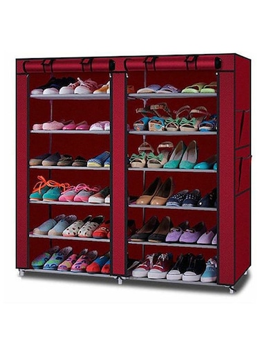 12-Layer Storage Shoe Rack Organizer Red 118x120cm