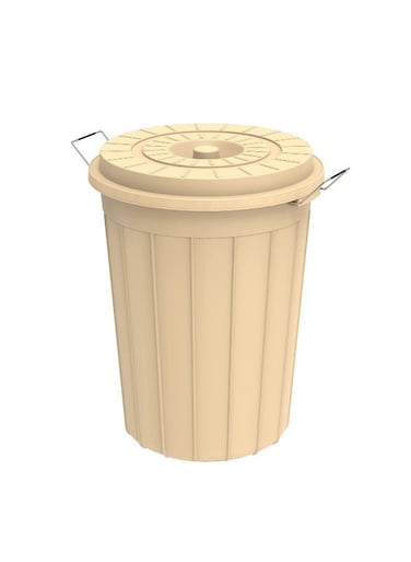 30L Round Plastic Drum With Lid (Ivory) Green 30.0Liters