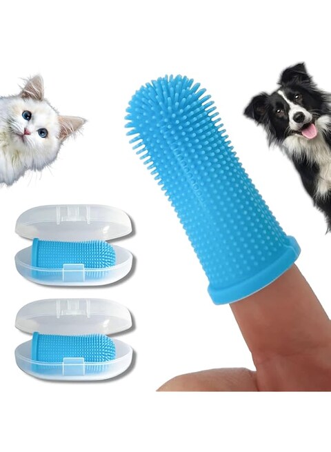 CyanCloud Dog Finger Toothbrush,360&ordm; Dog Tooth Brushing Kit, 2-Pack Cat Toothbrush,Dog Teeth Cleaning&amp;Dog Dental Care,Dog Tooth Brush Puppy Toothbrush Pet Toothbrush