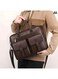 Men Shoulder 2 Pocket Bag Crossbody Bags PU Leather Handbag Capacity Men Messenger Bags Top Handle Tote Bag for Male Dark Brown