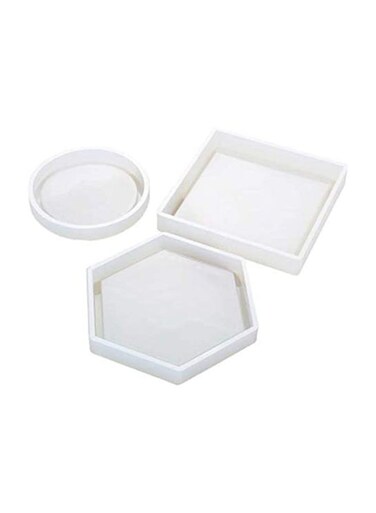 Silicone Coaster Mould Set Light White 11.5x10x1.3cm