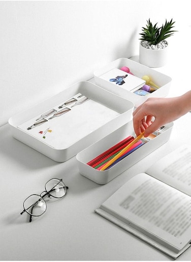 3 Pieces Multipurpose Drawer Organizer Tray Drawer Dividers Storage Bins For Bathroom Vanity Accessories Storage Small Large Containers For Makeup Kitchen and Utensils