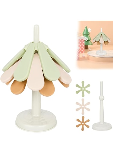 Trivets for Hot Dishes - Silicone Tree Shape Trivet Set, Foldable Heat Resistant Coaster for Hot Dishes/Pot/Bowl/Teapot/Hot Pot Holders