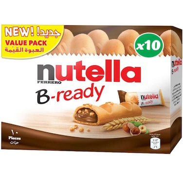 Nutella B-Ready Chocolate Wafer Bar, Multi Pack, 10 Bars, 220g