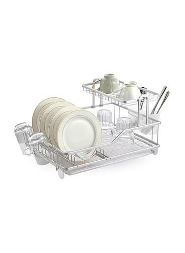 Aluminum Dish Rack 2-Tier Organizer for Kitchen, Bowl, Dish and Cup Storage