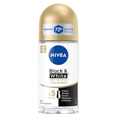 NIVEA Black &amp; White Invisible Silky Smooth, Antiperspirant for Women, Roll-on 50ml