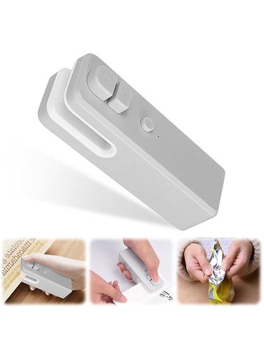YOUSHEME Mini Bag Sealer, 2024 New 2 in 1 Bag Sealer and Cutter （Gray）