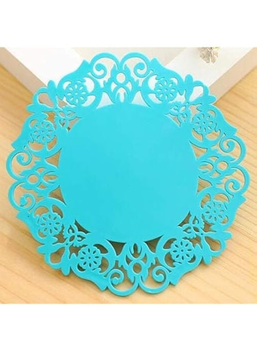 4basix Silicone Trivet Mats, 4Pcs Easy to Wash &amp; Dry Multi- Purposed Drying Hot Pads for Kitchen Heat Resistant, Non-Silp Durable Honeycomb Design Potholders for Hot Dishes, Blue