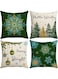 Set of 4 Christmas Pillow Covers, Green Pillow Covers, Xmas Tree Snowflake Merry Bright Decorative Throw Pillow Case, for Christmas Decoration, for Home Sofa Couch, 18 x 18 Inch