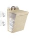 Laundry basket, foldable hanging clothes basket with lid and handle, large double-sided breathable mesh, laundry basket bag, clothing storage bag, clothing and toy basket (Khaki)