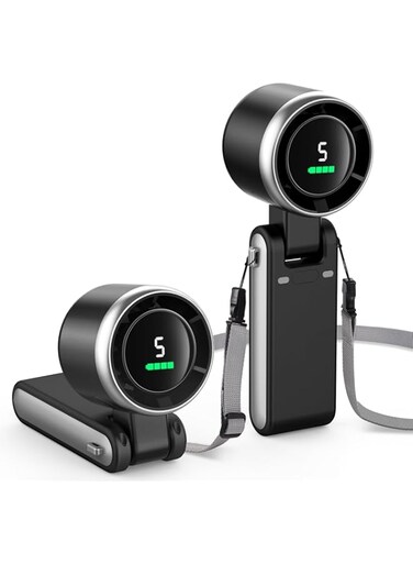 LBOYLOVE&reg; Portable Fan, 3-In-1 Mini Hand Fan, Neck Fan 5-Speed 180 &deg; Foldable Usb-C Rechargeable Personal Cooling Fan, Suitable for Travel, Outdoor, Home and Office Use (Black)