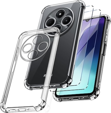 Muzz Xiaomi Redmi 14C Phone Case with Screen Protector, Clear Anti-Scratch Cover, 2 Pack