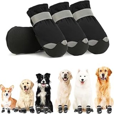 KASTWAVE Dog Shoes for Large Medium Dogs Summer Dog Booties Adjustable Straps Rugged Anti-Slip Sole Paw Waterproof Dog Boot Sports Running Hiking Pet Boots - Comfortable Protectors Easy to Wear Size 8