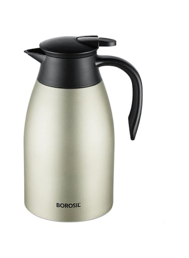 BOROSIL VACUUM STAINLESS STEEL TEAPOT OYSTER, 1.5 LTR, FLKT15OY