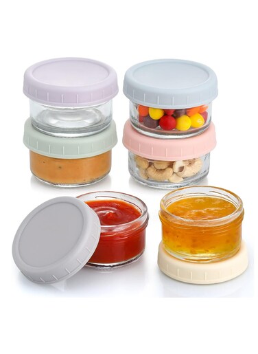 6 Pack Salad Dressing Container，2.7 oz Glass Small Condiment with Lids for Lunch Box Work Trip