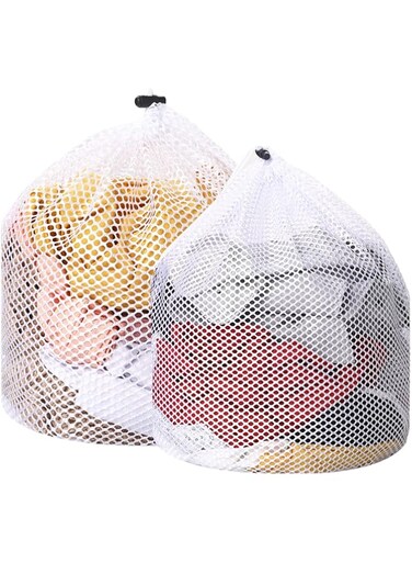 2 Packs Laundry Bags Mesh Wash Bags, Mesh Laundry Bag, Travel Laundry Bags, College Laundry Bag, Drawstring Design Wash Bags for Blouse, Baby Clothes, Underwear, Dirty Clothes Package(30x40/40x50cm)