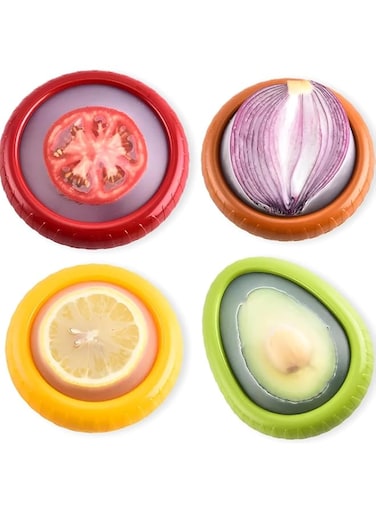 Baoly 4pcs Silicone Fruit Storage Box, Container for Fridge Keep Fresh, Vegetable Anti-Oxidation Storage Containers, Reusable Storage Containers for Fridge (4pcs Silicone Fruit Storage Box)