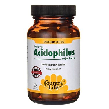Country Life Dairy &amp; Gluten Free Acidophilus With Pectin Capsules For Digestive Health, Pack of 100's