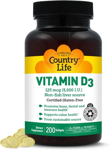 Country Life - Vitamin D3 5000 Iu 200 Softgels 79922