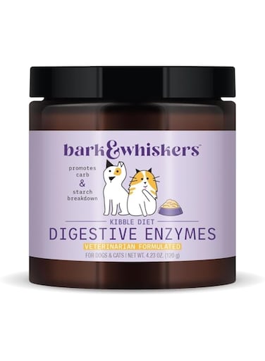 Bark &amp; Whiskers Digestive Enzymes Kibble Diet, for Dogs &amp; Cats, 4.23 oz. (120 g), 150 Scoops, Promotes Carb &amp; Starch Breakdown, Veterinarian Formulated, Non-GMO, Dr. Mercola